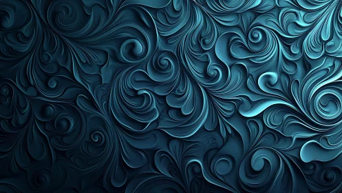 Teal swirling relief pattern forms layered abstract surface