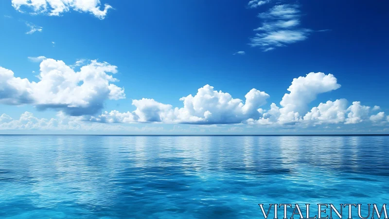 Endless blue horizon where drifting clouds serenely wander.