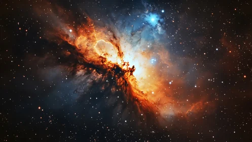 Stellar nebula formation with bright core and scattered stars.