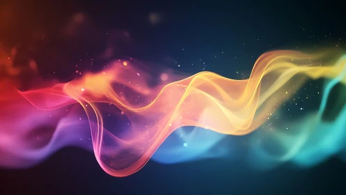 Chromatic ribbons drift like singing light across midnight