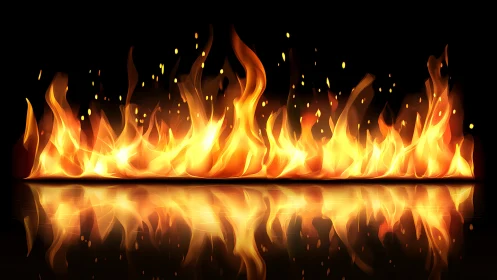 Inferno's Dance: Roaring Flames in Golden Splendor.