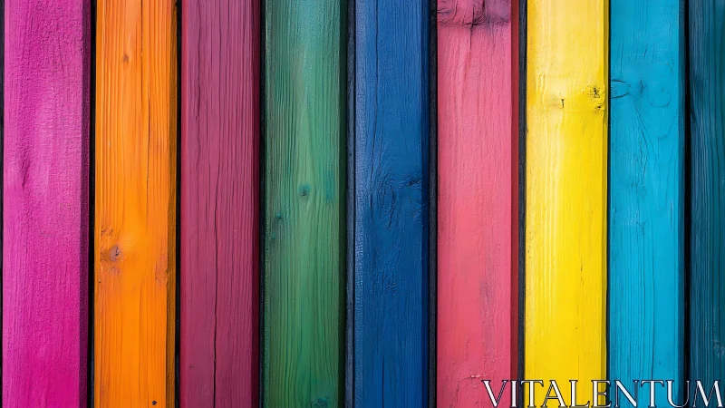 Vertical spectrum planks with saturated painted wood grain