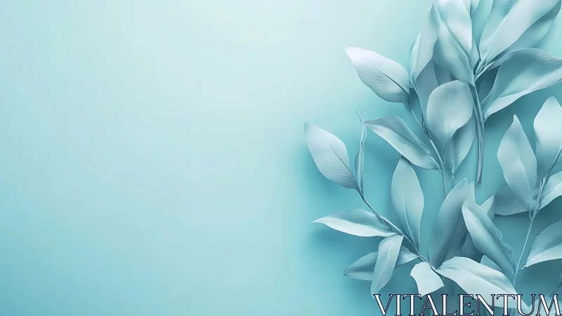Soft blue botanical composition on minimal background.