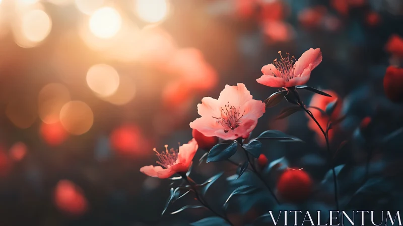 Cherry Blossoms in Golden Hour Glow.