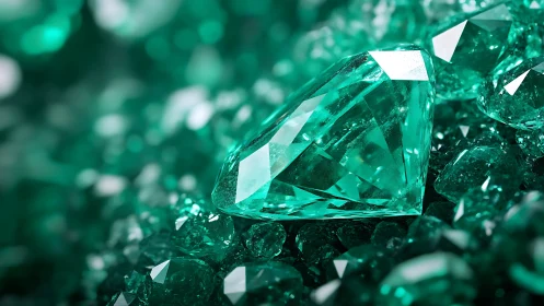 Macro gemstone close-up with faceted emerald-cut focus point.
