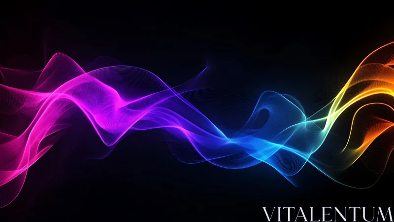 Neon ribbons whisper across the dark in liquid spectrum