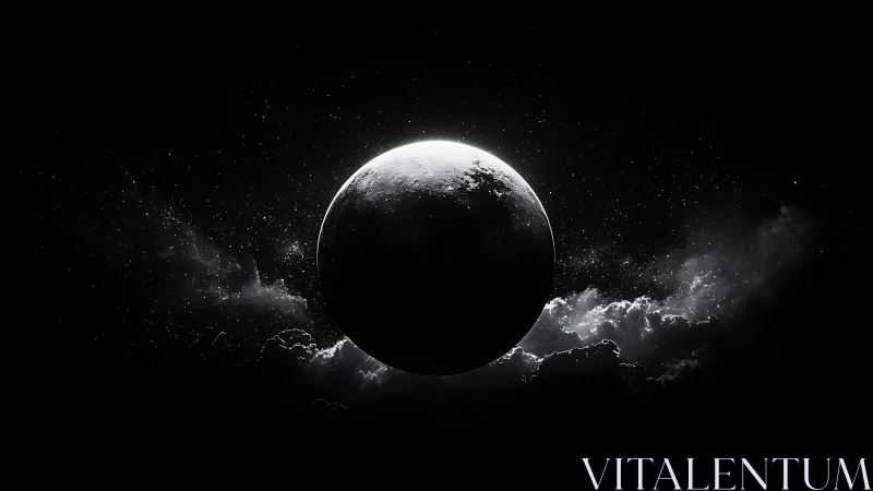 Lunar terminator study in high-contrast digital painting style.