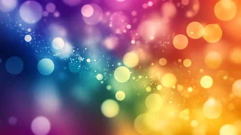 Rainbow bokeh lights create soft glowing abstract field.
