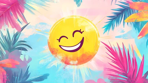 Sunny smile brightens a tropical day with playful color