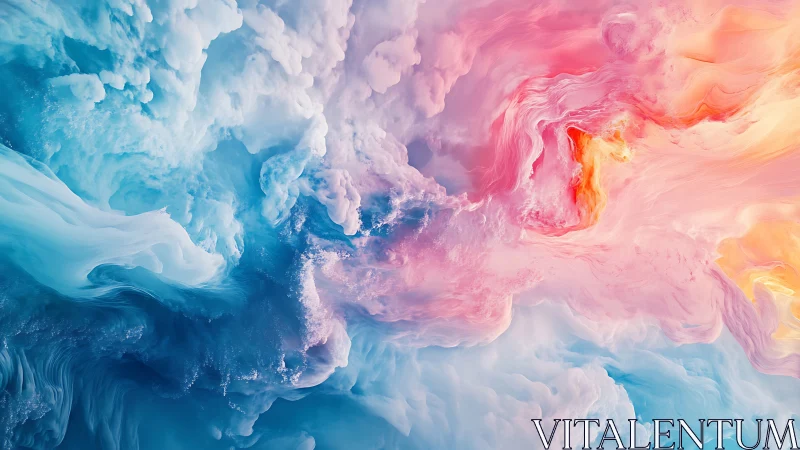 Abstract cloudlike color gradient in blue pink and orange.