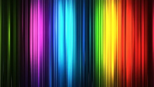 Vertical neon spectrum lines glow across dark gradient.