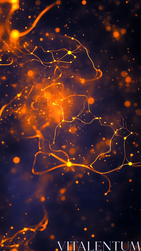 Glowing neural light trails pulse across a deep cosmic void