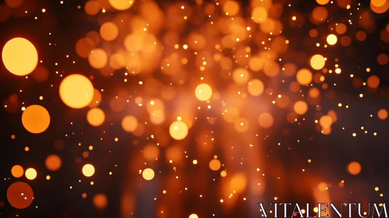 Warm glowing bokeh lights in abstract festive photography style.