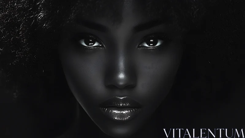 Glimmering gaze emerging from velvet-black shadows.