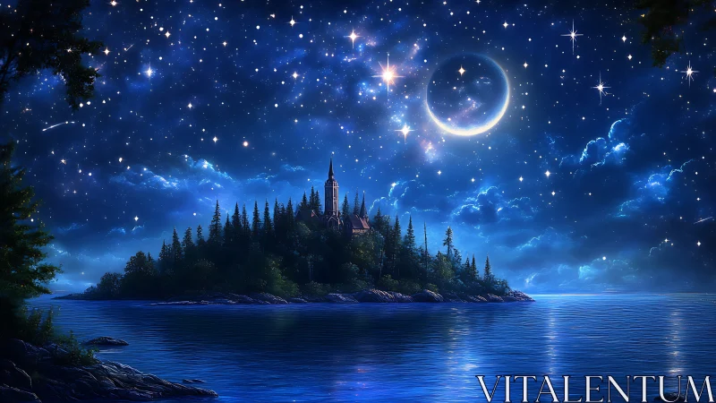 Twilight Cathedral Rising Where Moonlight Crowns Starlit Waters