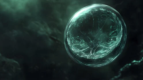 Mysterious Floating Bubble in Abstract Digital Art Style.