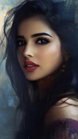 Soft-lit digital portrait of woman with luminous gaze.