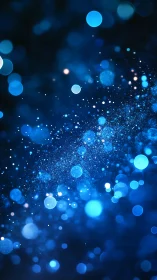 Starlit blue particles drift like underwater constellations