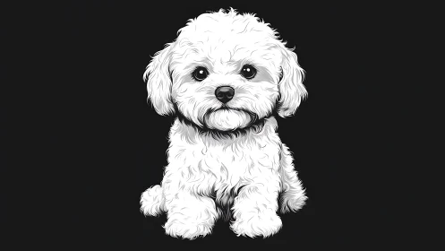 Snowy fluff-pup portrait glowing against midnight black.