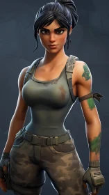 Battle-hardened jungle scout stands in steel-gray silence.