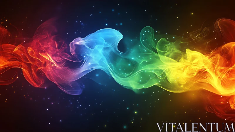 Vibrant nebula ribbon with flowing rainbow energy trail.