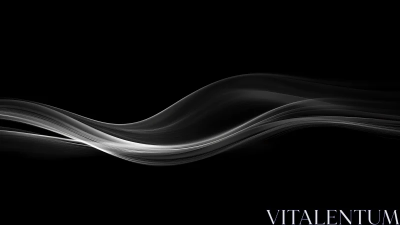 Monochrome flowing wave lines on black digital background.