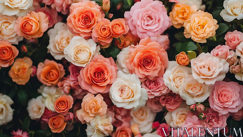 Polychromatic Rose Arrangement: Layered Botanical Study.
