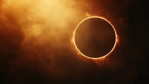 Photorealistic solar eclipse ring with atmospheric glow edge.