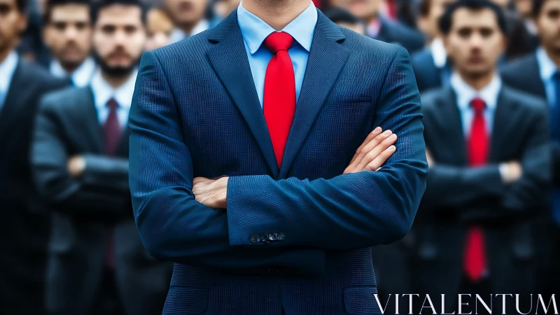 Professional Leader Standing Among Identical Businessmen Team