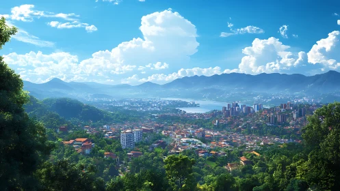 Vibrant coastal city spreads between green hills and bay