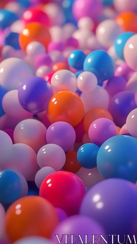 Color-drenched spheres tumble through a dreamy glossy cascade