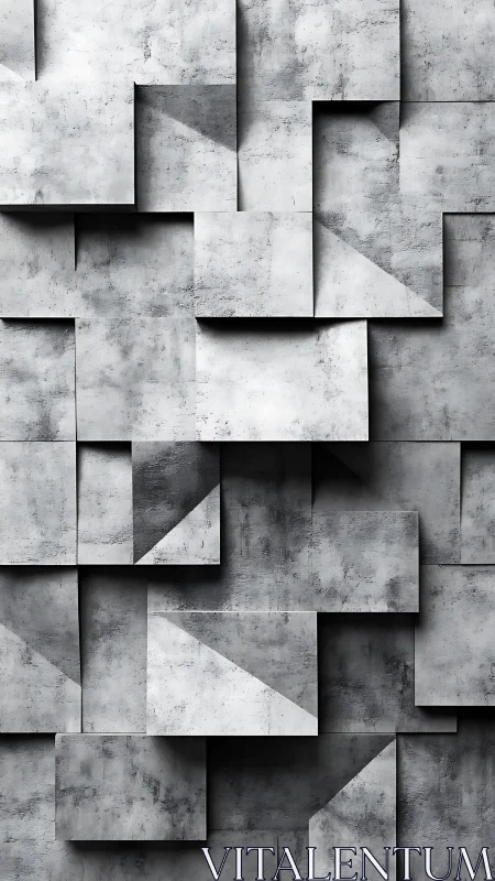 Layered concrete planes forming geometric shadow grid.