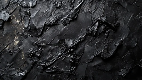 Textured black impasto surface with dramatic directional light.