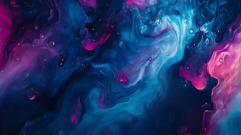 Cosmic nebula swirls in neon magenta and deep cyan.