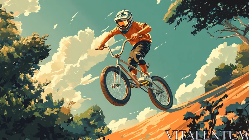 Wheeled Defiance: Airborne Momentum Across Molten Terrain.