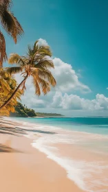 Tropical Paradise Beach with Palm Trees and Turquoise Waters