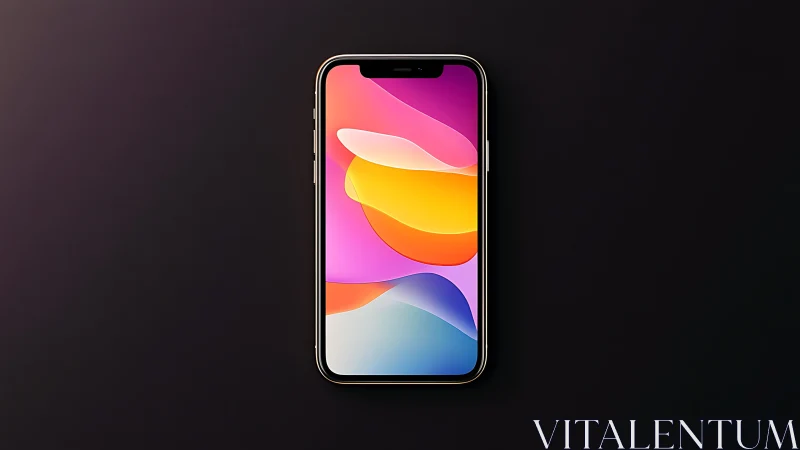 Smartphone with Layered Gradient Wallpaper Design.