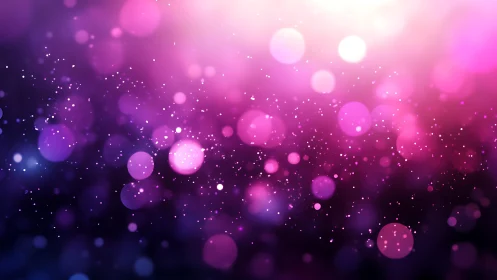 Vibrant purple and pink bokeh abstract background with glowing lights.