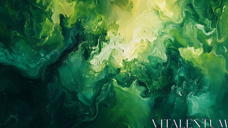 Emerald fluid abstraction with luminous swirling gradients.
