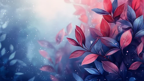 Digital painting of bicolor foliage in atmospheric gradient field.