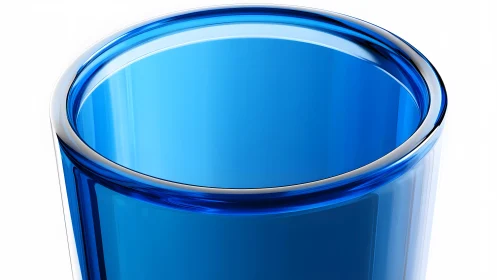 Close-up of a Modern Blue Glass Cup with Minimalist Design.