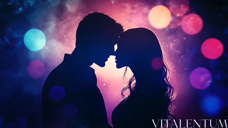 Silhouettes Collide Where Neon Dreams Kiss the Night