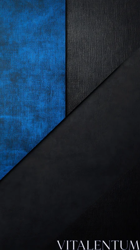 Blue and black diagonal panels with textured contrast.