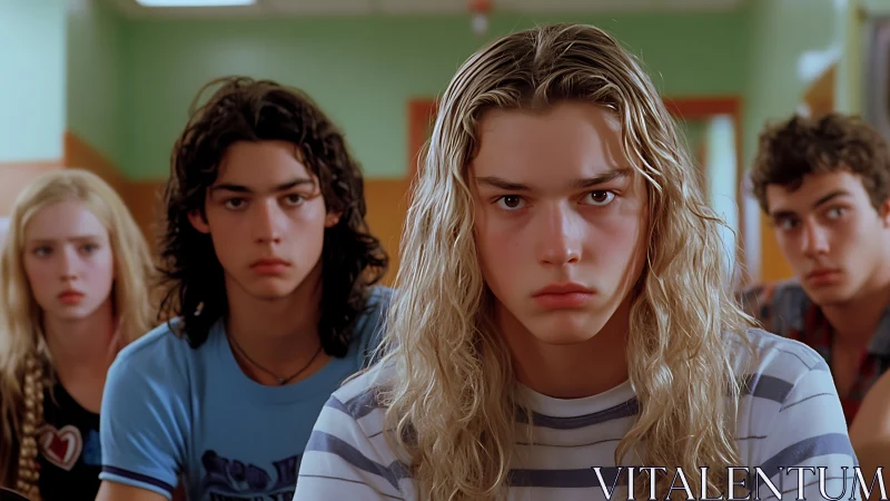 Intense teen classmates share a quiet, unspoken moment together