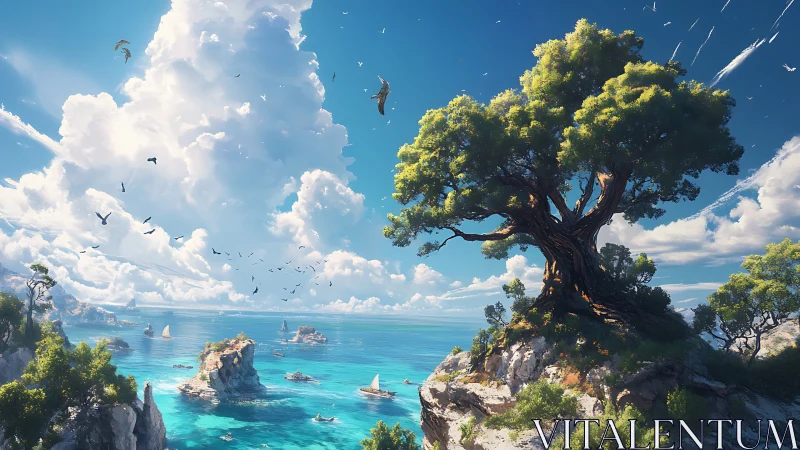 Ancient Sentinel Presides Over Crystalline Paradise.