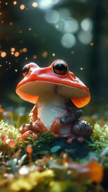 Bioluminescent forest frog with glossy macro stylization.