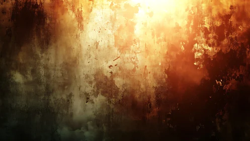 Fiery Grunge Abstract Background with Warm Golden Light Effects.