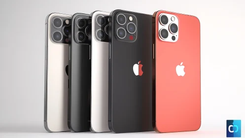 iPhone Pro models display lineup in multiple color variants.