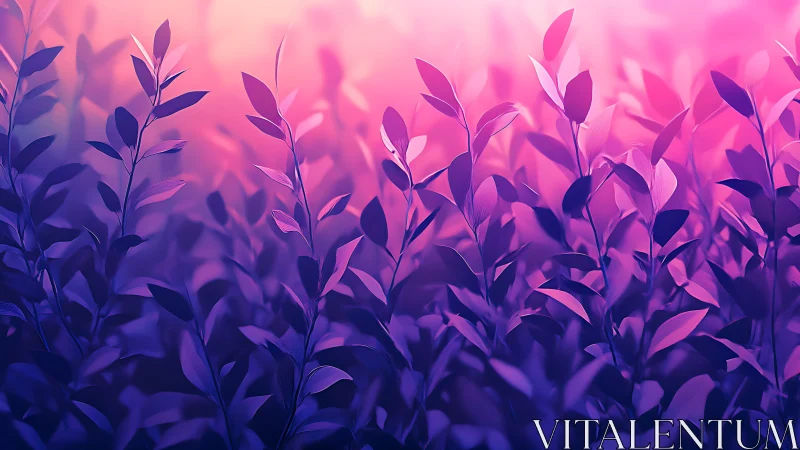 Neon gradient foliage field in soft-focus digital painting.