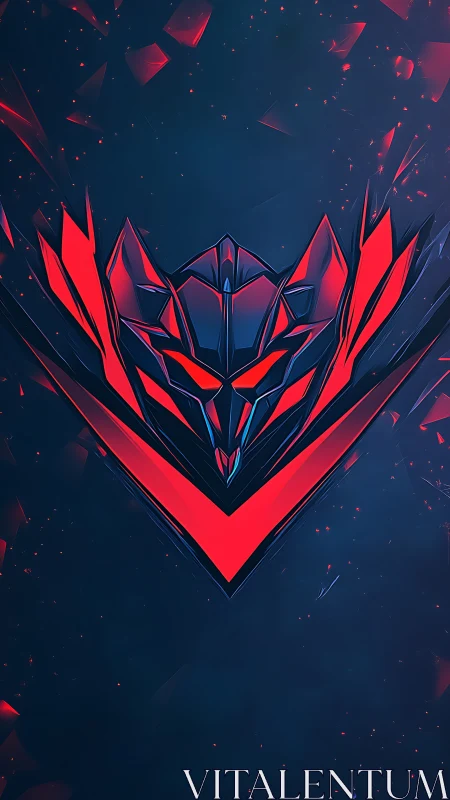 Cyber neon fox emblem with angular red V crest.
